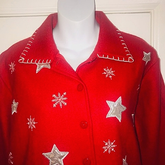 Vtg Take Two Clothing Co. Christmas Wool Embroided Patch Blazer M - Picture 7 of 15